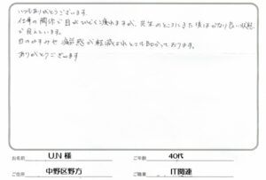 目のかすみや疲労感が軽減された方の感想